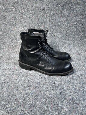 Untamed Street Men's Leather Combat Boots Lace-Up Italy REAL SZ US 12 ( Tag 45)